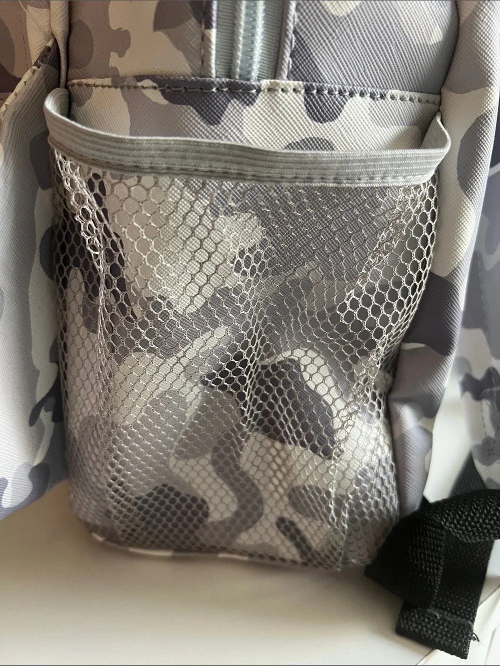 Camouflage Shark-Tooth Backpack for kids - Gray & White with Red Accent